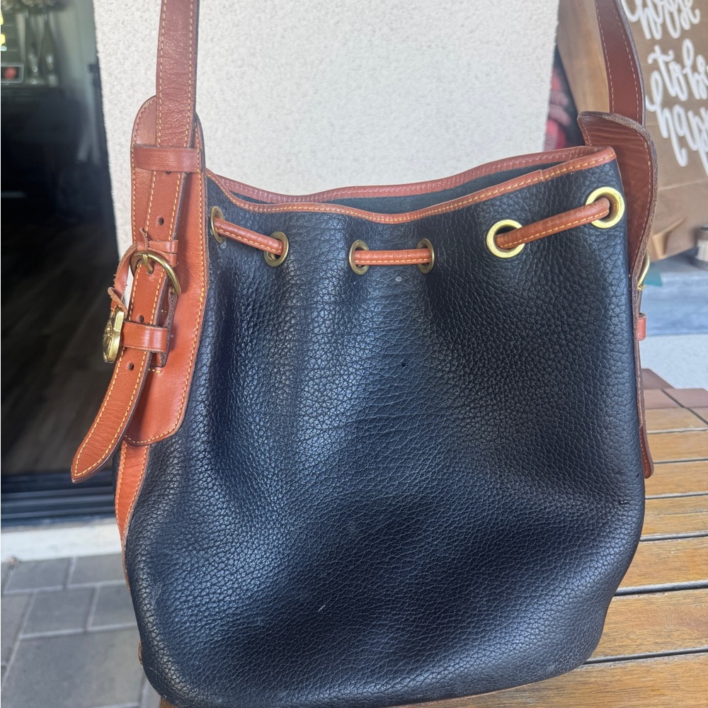 Dooney & Burke Black and Brown Leather Shoulder Bag